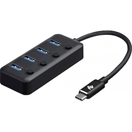 USB ჰაბი 2E Adepter USB-C to 4xUSB3.0 A Hub with switch, 0.25m